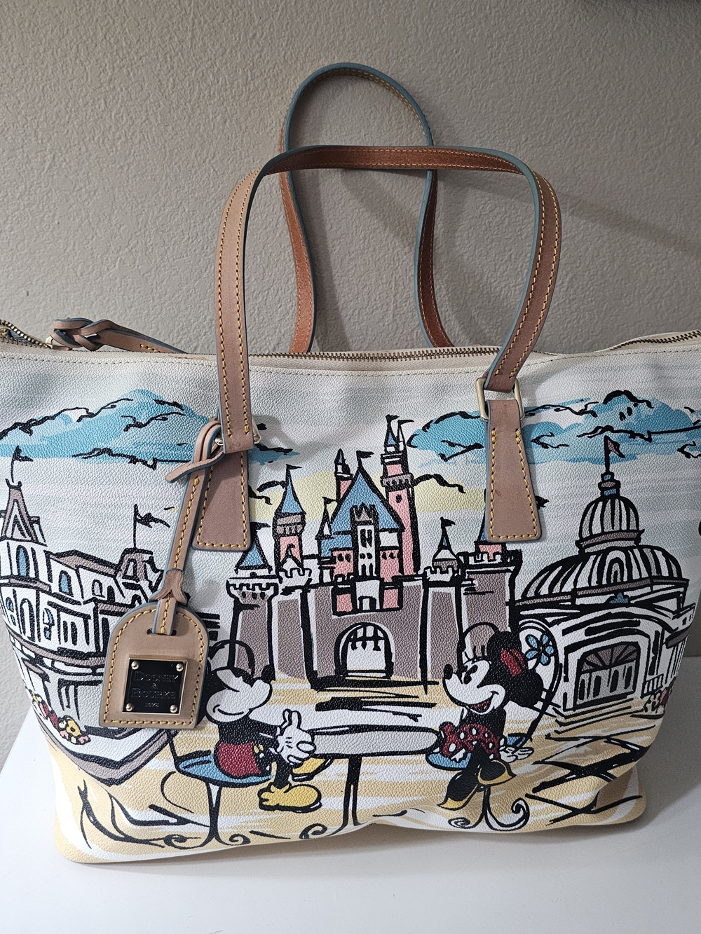 Dooney & Bourke Canvas Tote Bag - Multicolor with Tan Trim